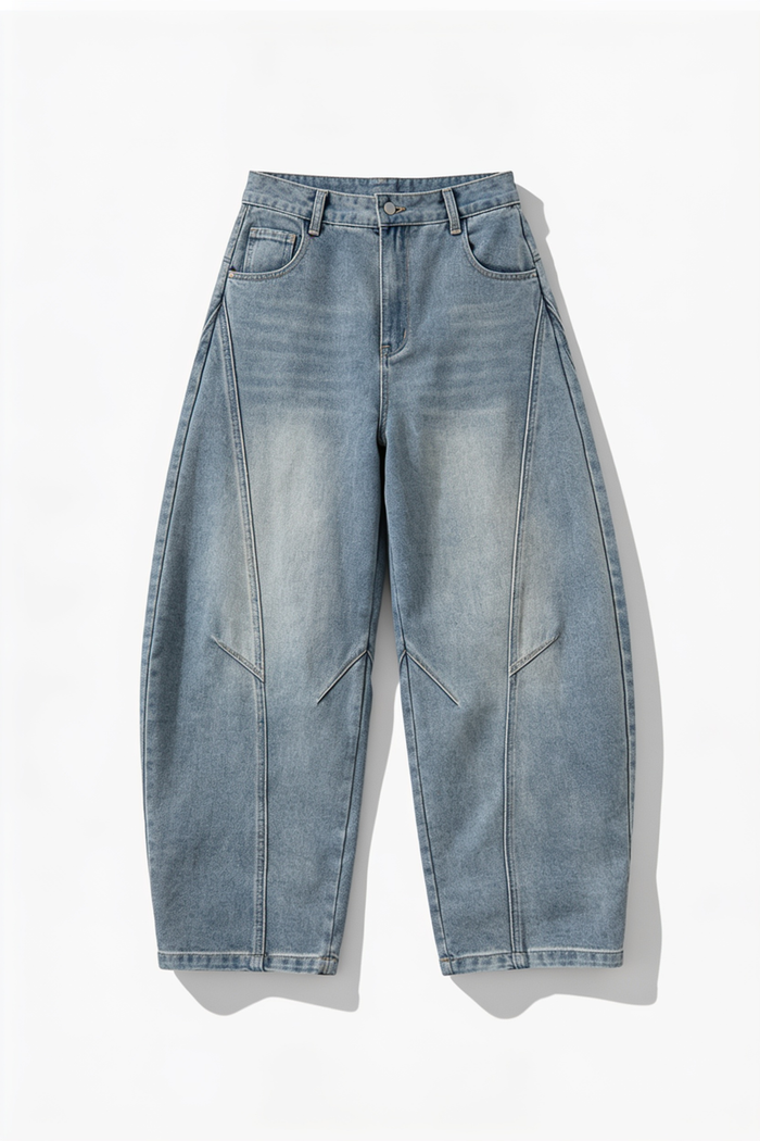 Light Wash Wide-Leg Panel Jeans