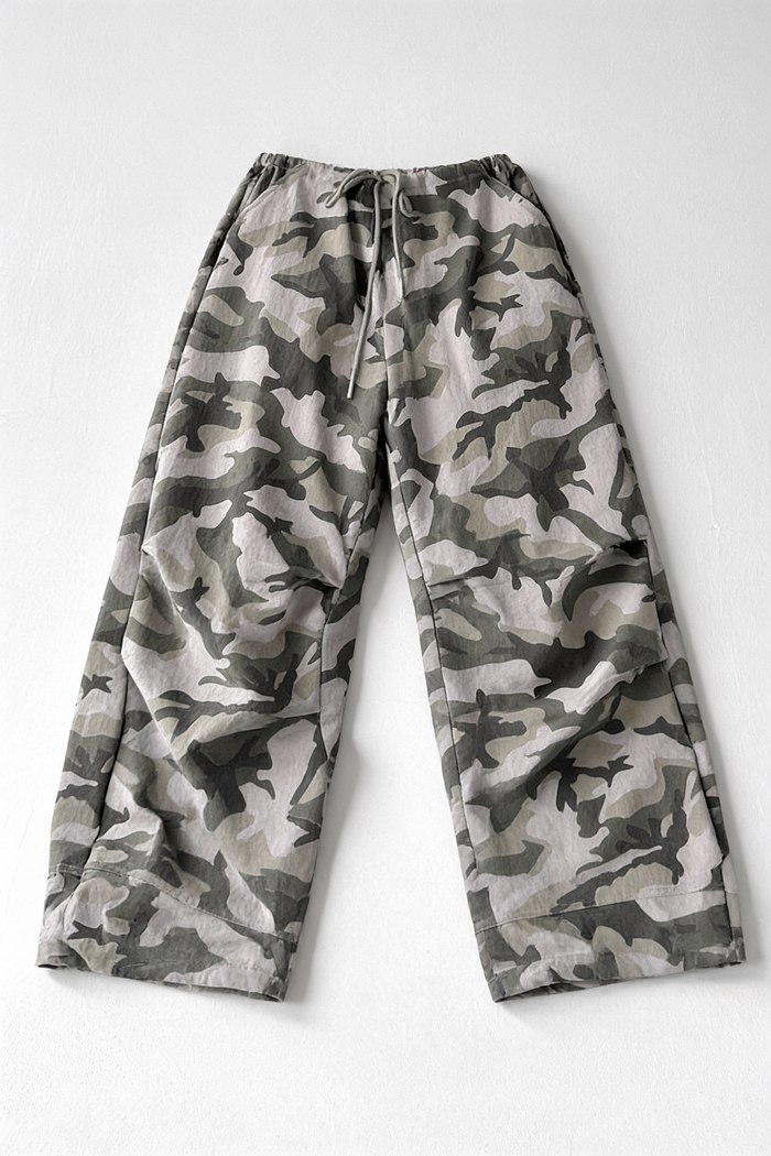 Camo Wide-Leg Utility Pants