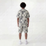 Checkerboard Knit Shirt & Shorts Set