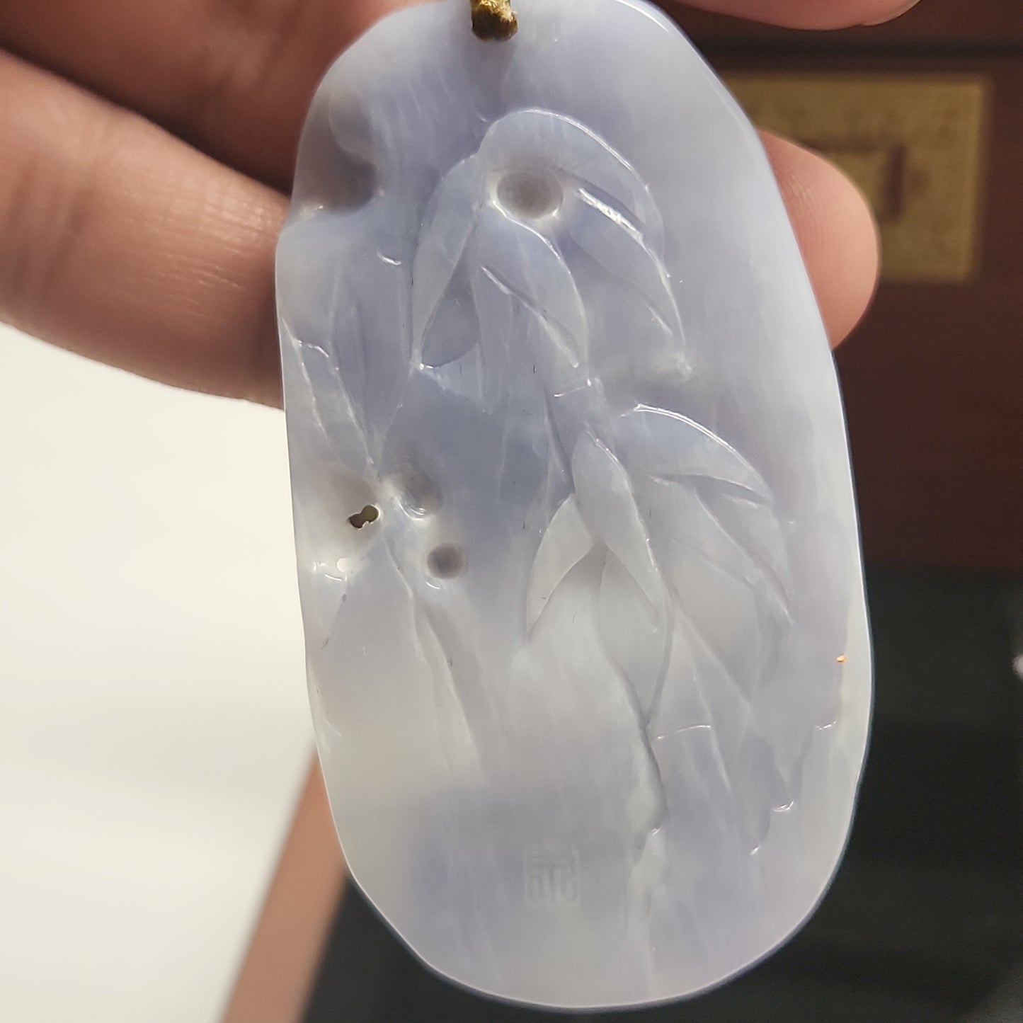 Natural Untreated Grade A Flower Lavender 翡翠 Fei cuiJadeite Jade Flower Bird Donut Pendant