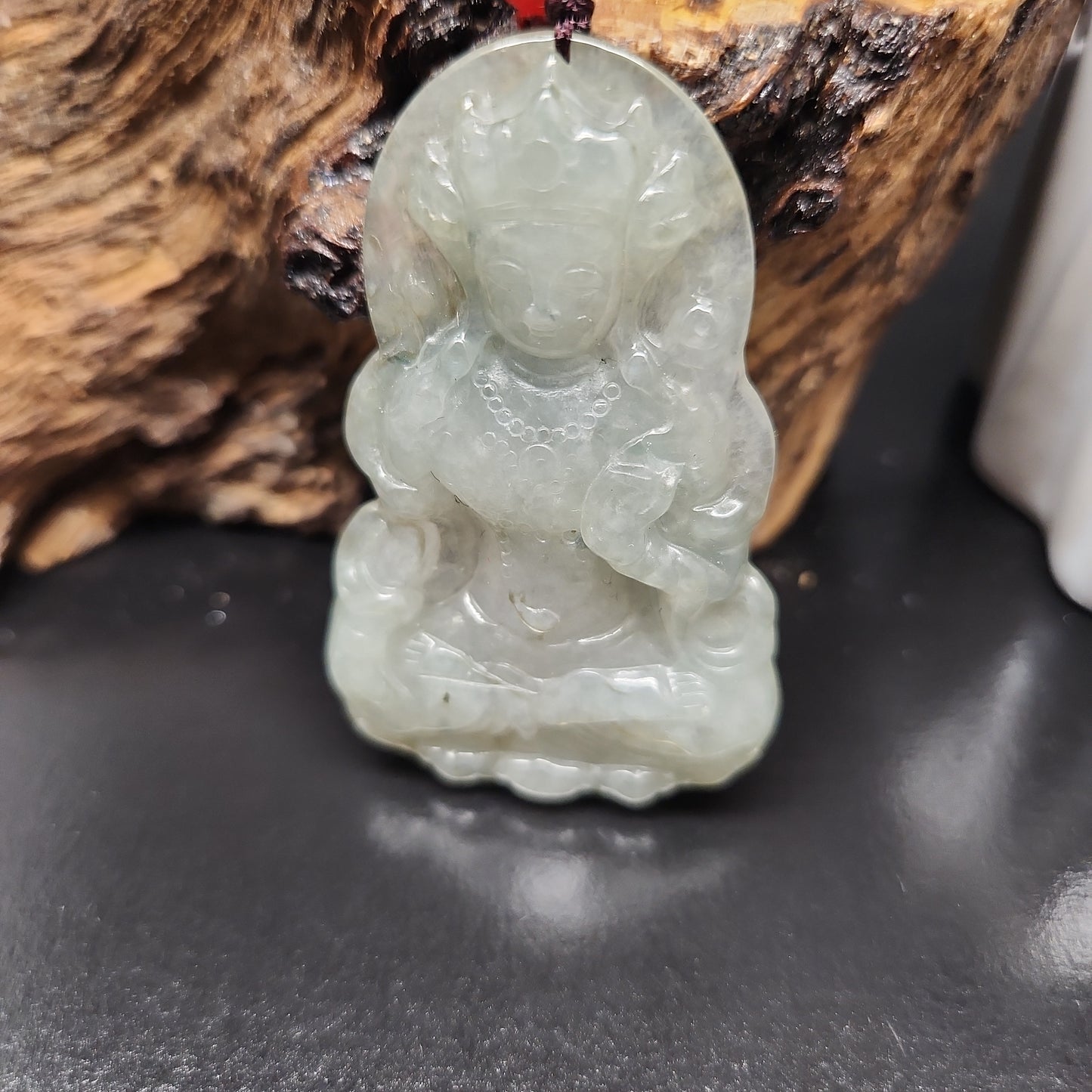 Chinese guanyin bodhisattva carved green jadeite