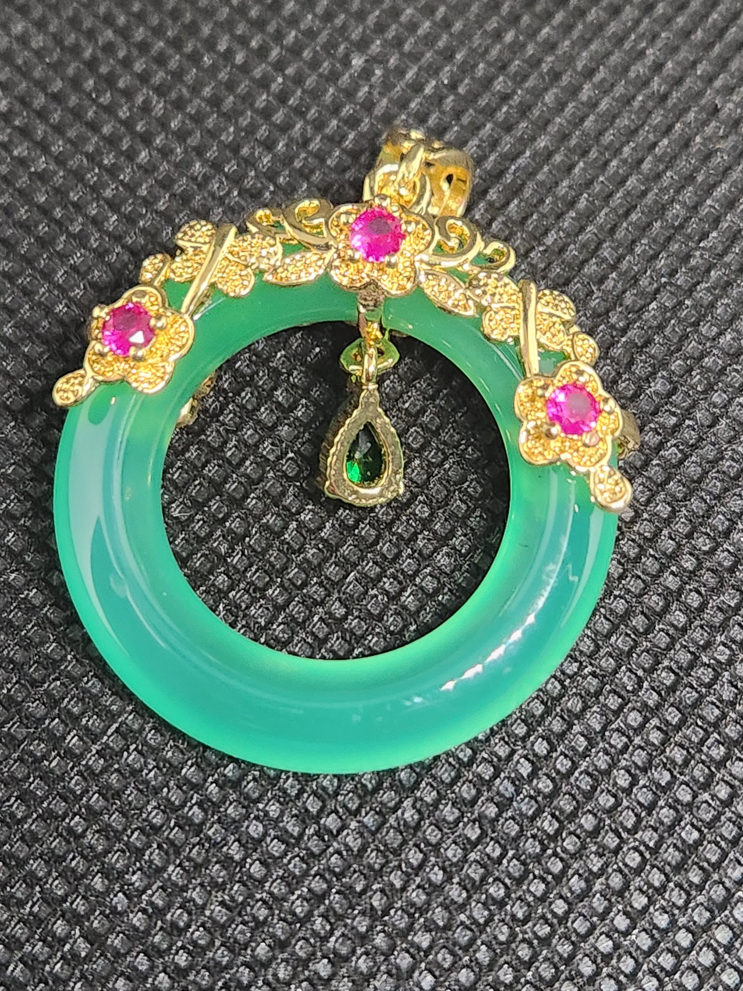 Jade Donut with Gold Plated Pendant