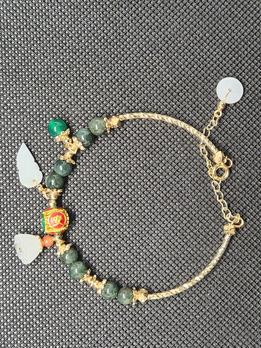 Genuine Green Oval Jade Bracelet