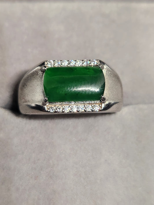 Natural Green Jade Gemstone Silver Ring 925 Sterling Silver Ring Handmade Silver Ring For Men Or women