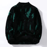 Brushstroke Knit Mock Neck Sweater