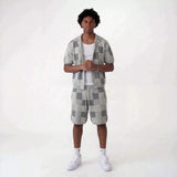 Checkerboard Knit Shirt & Shorts Set