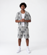 Checkerboard Knit Shirt & Shorts Set