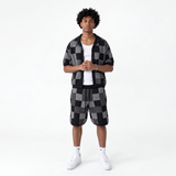 Checkerboard Knit Shirt & Shorts Set