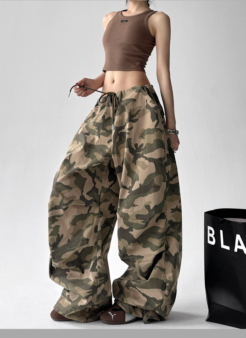 Camo Wide-Leg Cargo Pants