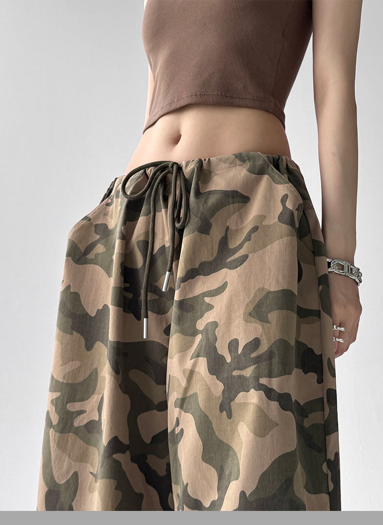 Camo Wide-Leg Cargo Pants