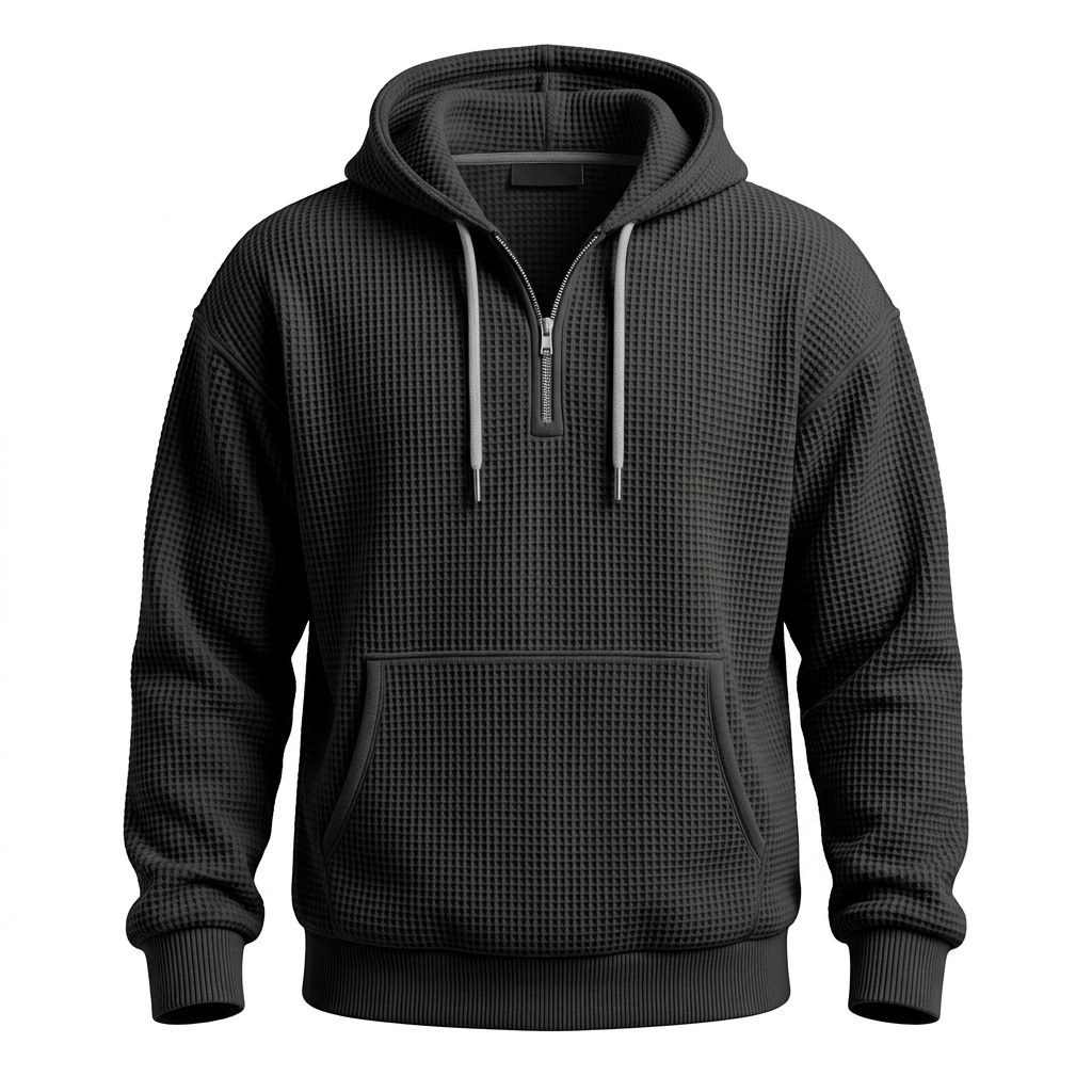 Quarter-Zip Waffle Hoodie — Heavyweight