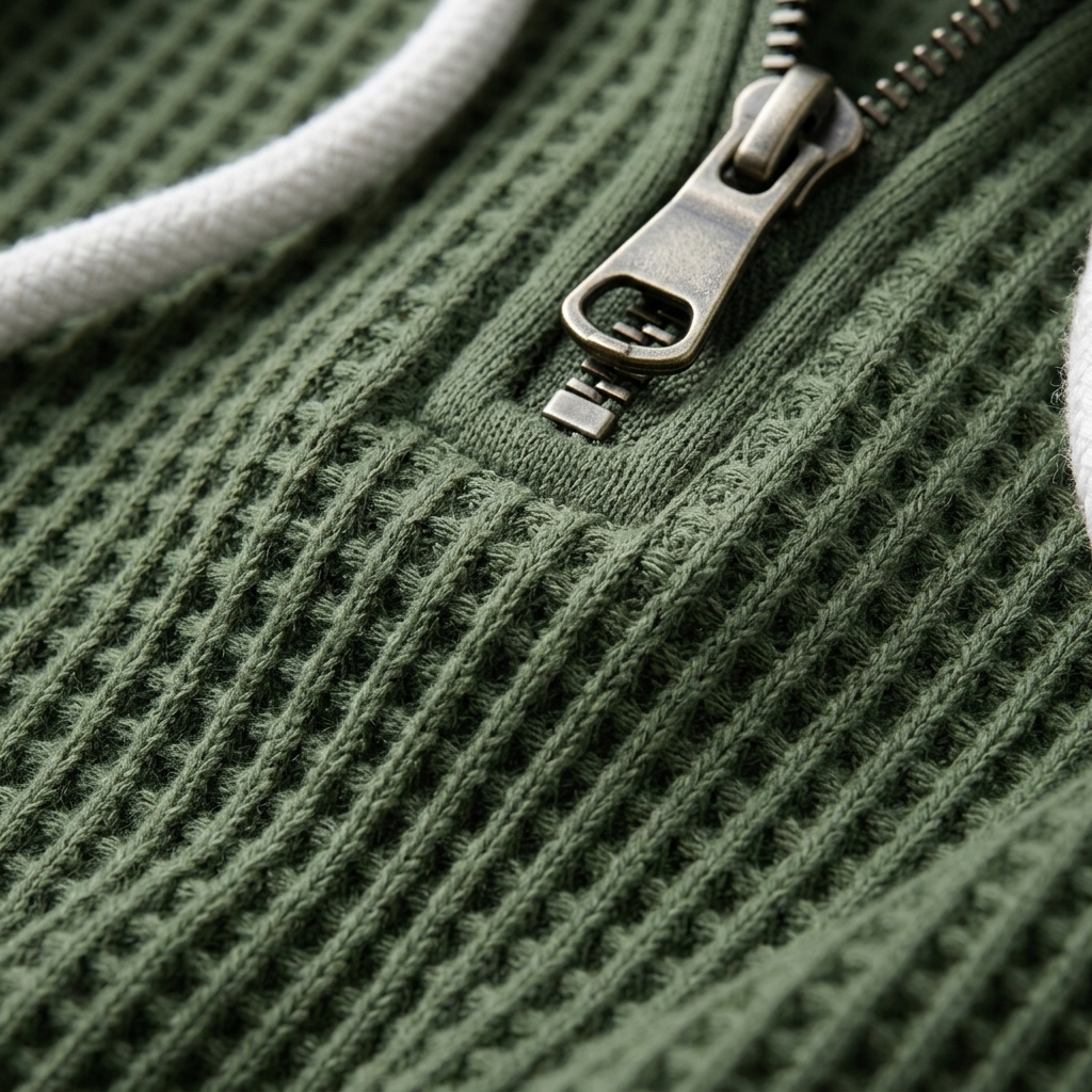 Quarter-Zip Waffle Hoodie — Heavyweight