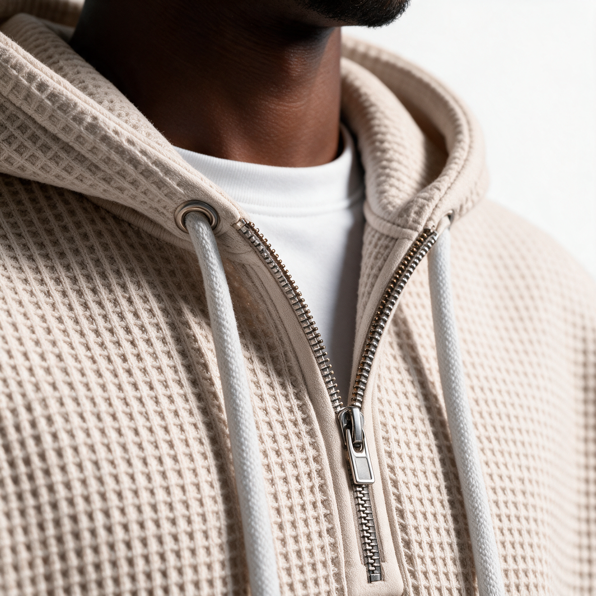 Quarter-Zip Waffle Hoodie — Heavyweight