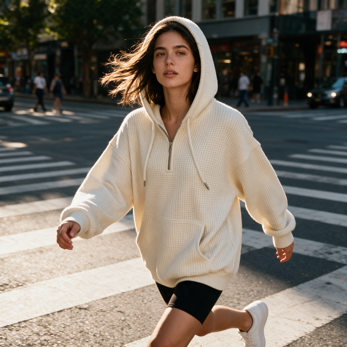 Quarter-Zip Waffle Hoodie — Heavyweight