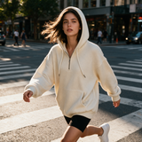Hoodie Quart-Zip Gaufré — Épais