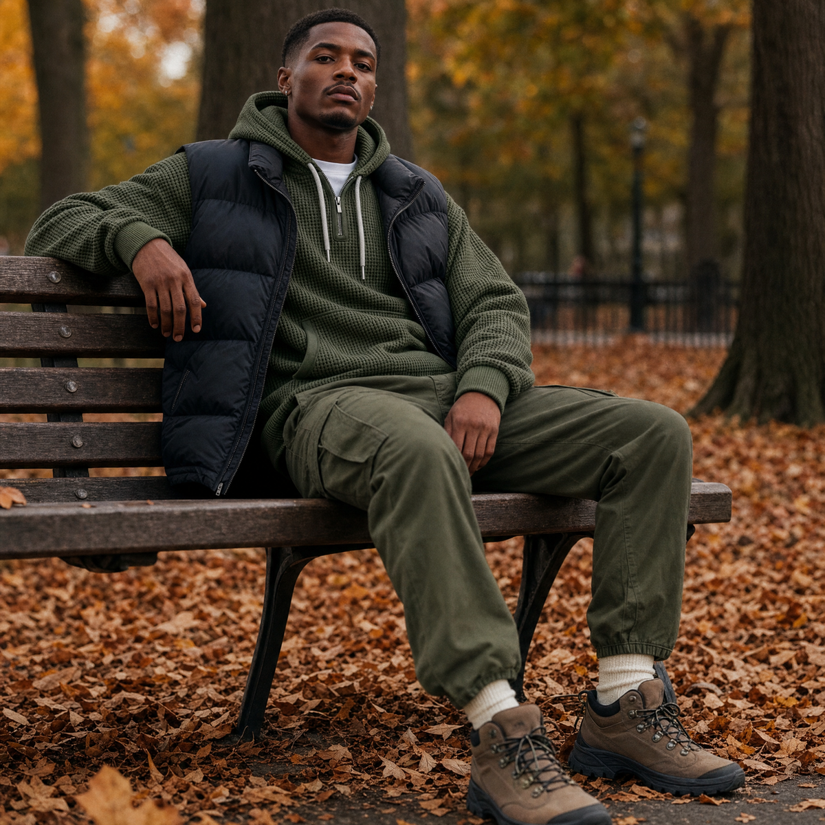 Quarter-Zip Waffle Hoodie — Heavyweight