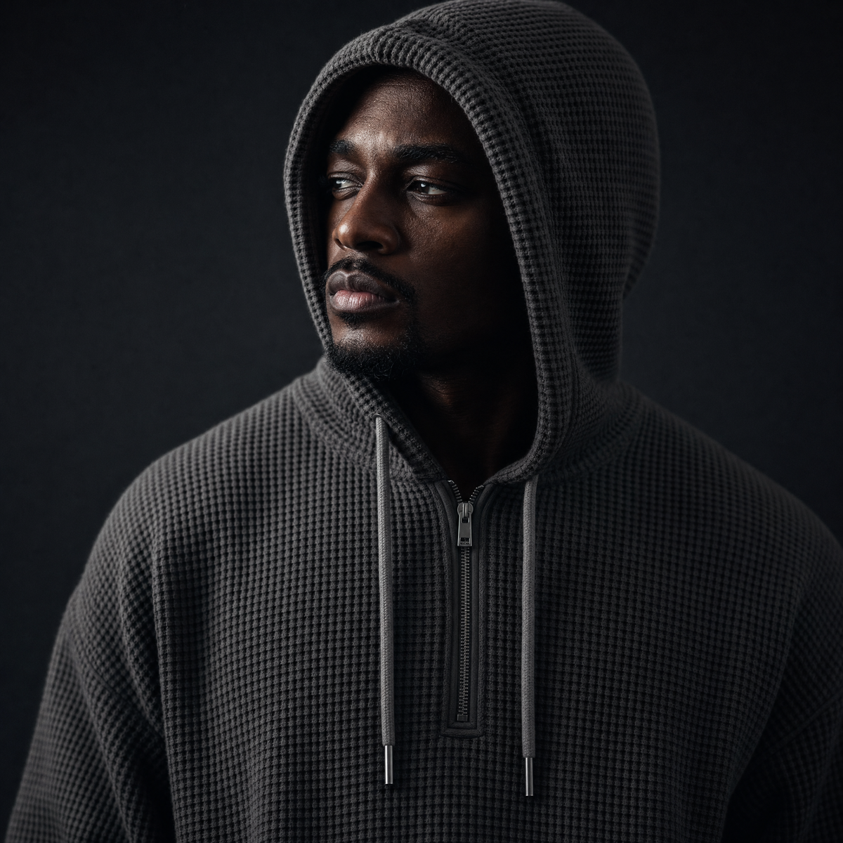 Quarter-Zip Waffle Hoodie — Heavyweight