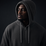 Hoodie Quart-Zip Gaufré — Épais