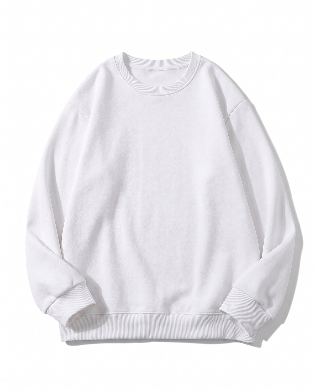 Sweat col rond coton molletonné blanc - vue avant à plat