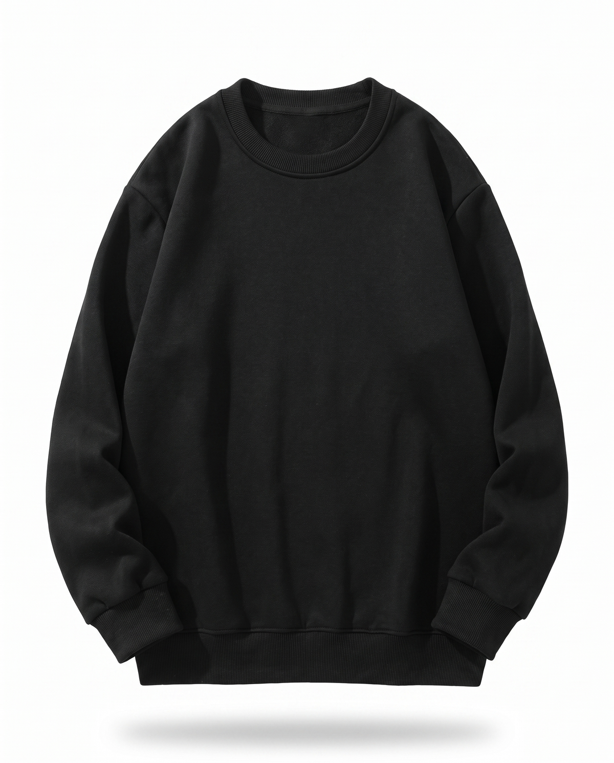 Sweat col rond coton molletonné noir - vue avant flottante