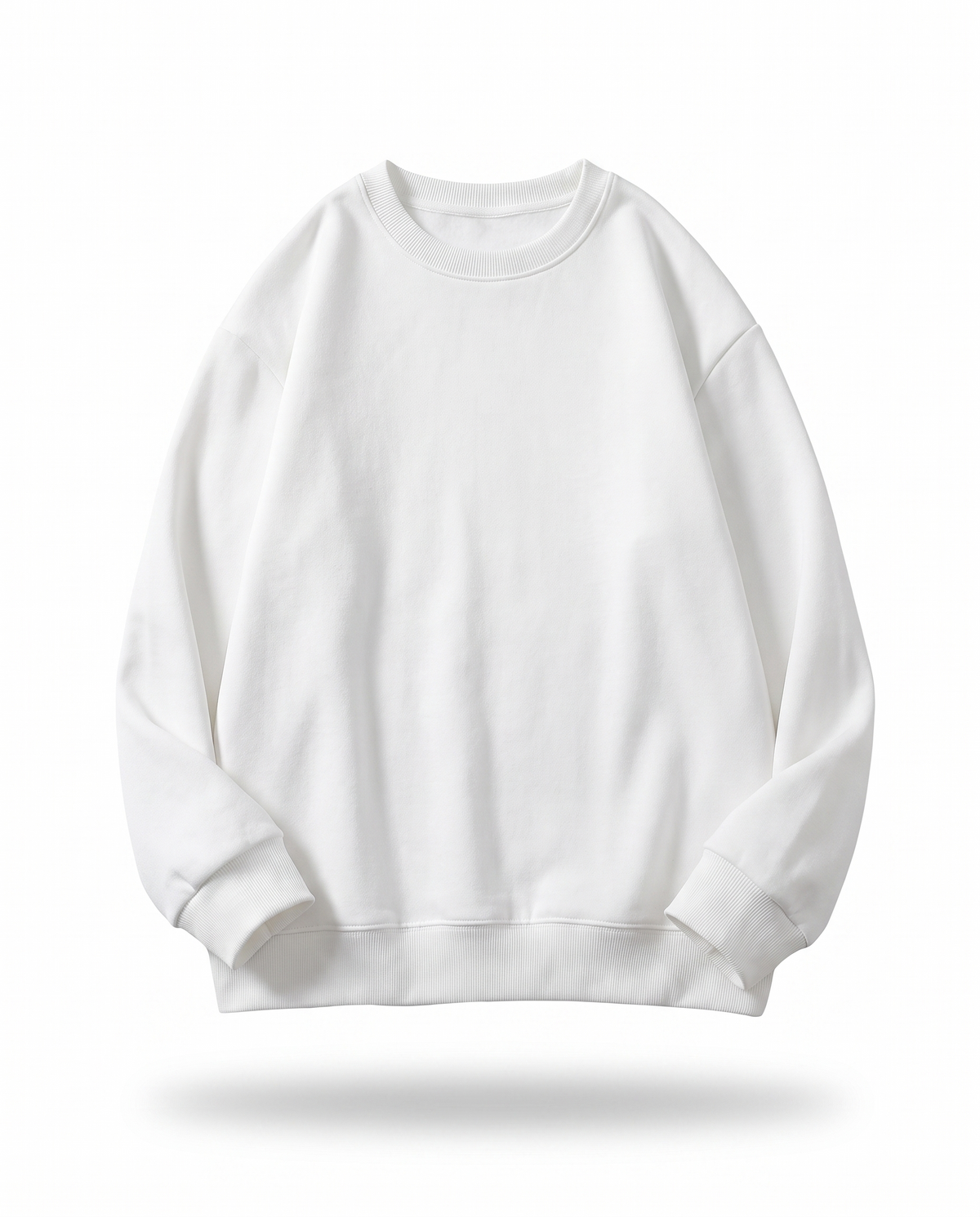 Sweat col rond coton molletonné blanc - vue avant flottante