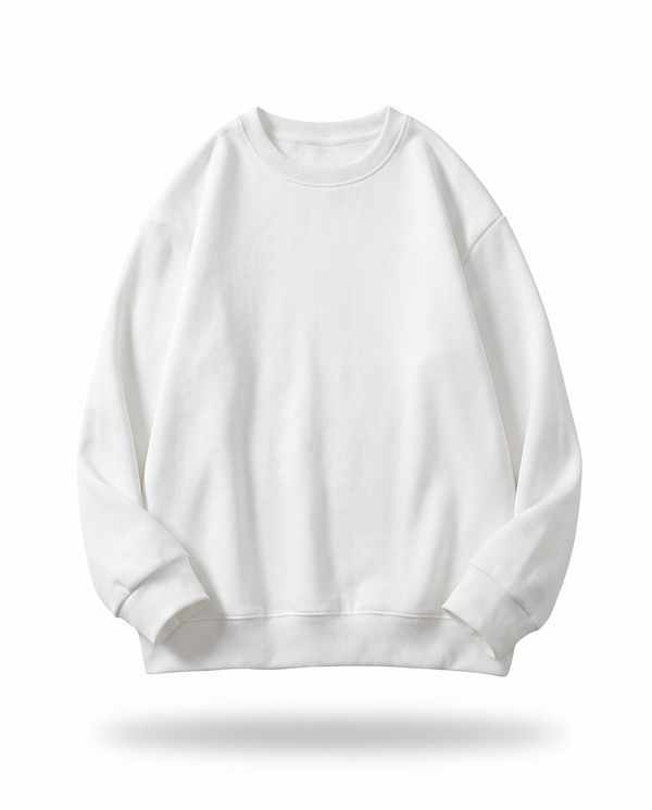 Oversized Cotton Terry Crewneck — White