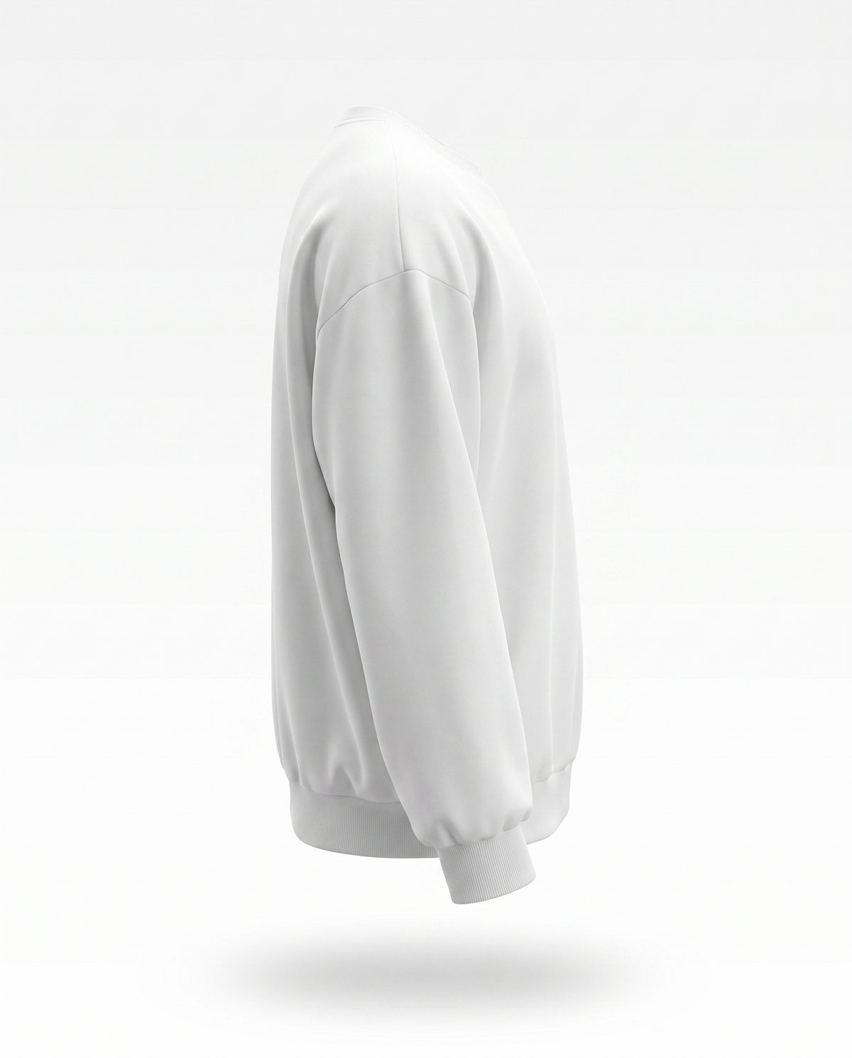 Sweat col rond coton molletonné blanc - profil