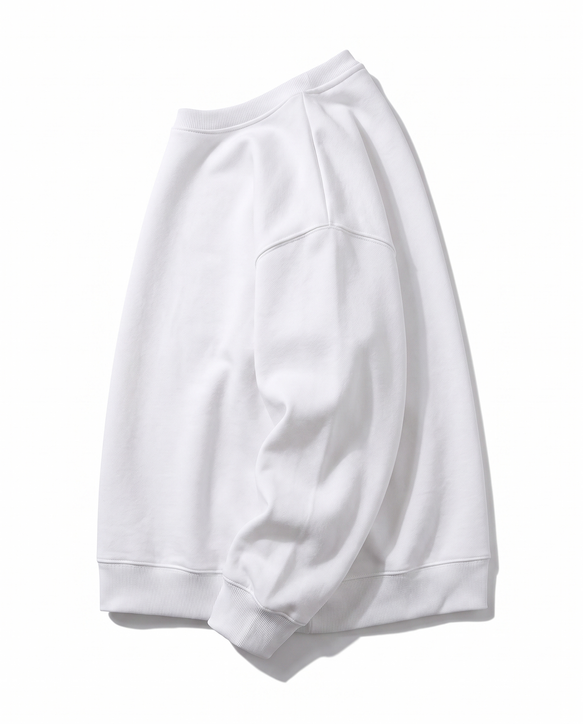 Sweat col rond coton molletonné blanc - drapé