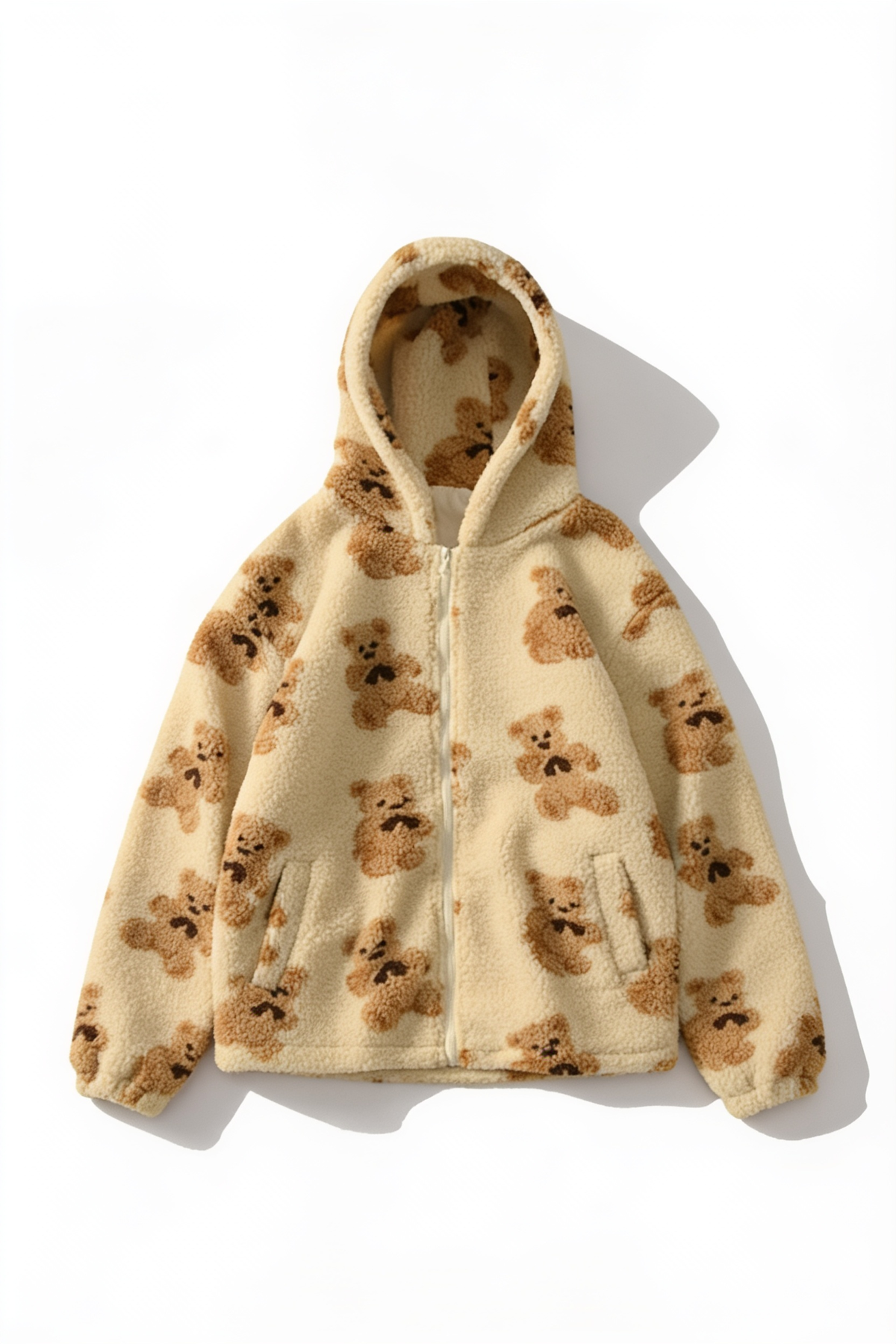 Teddy Bear Fleece Zip-Up Hoodie