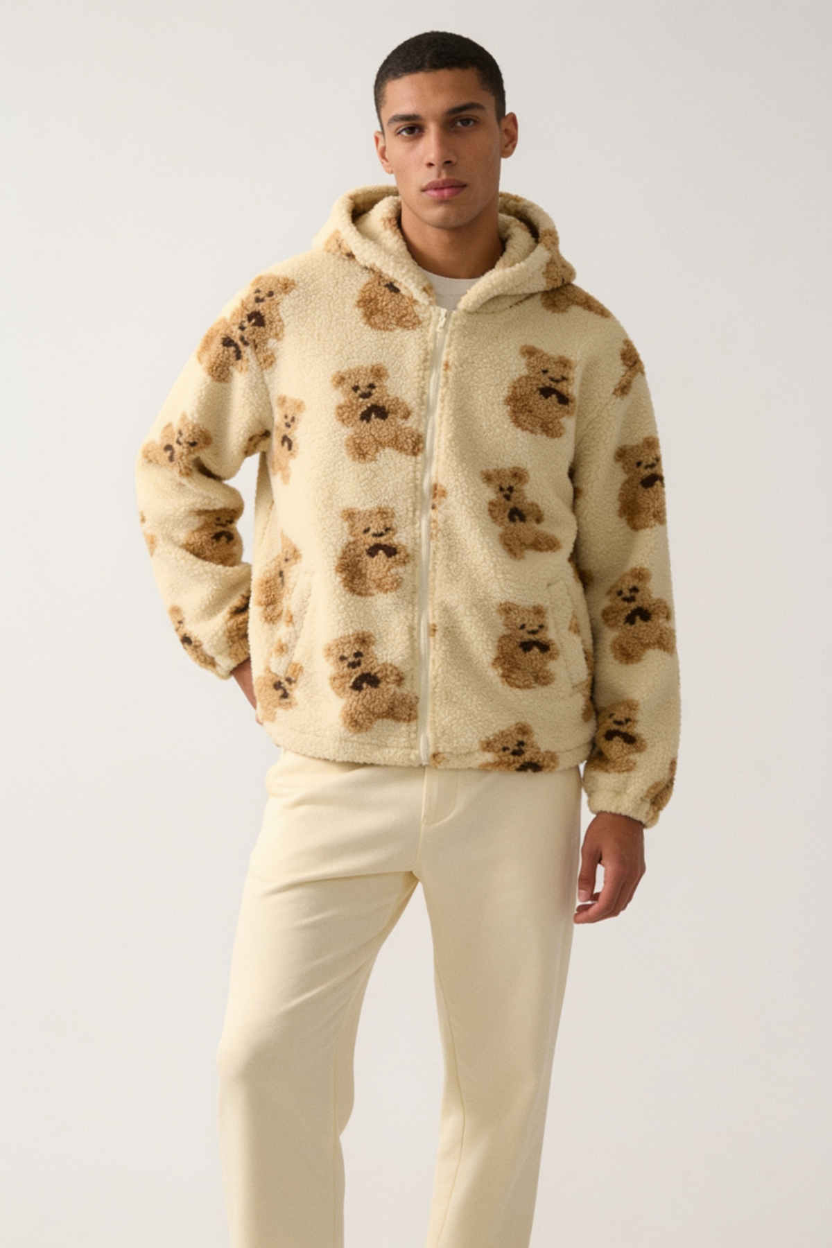 Teddy Bear Fleece Zip-Up Hoodie