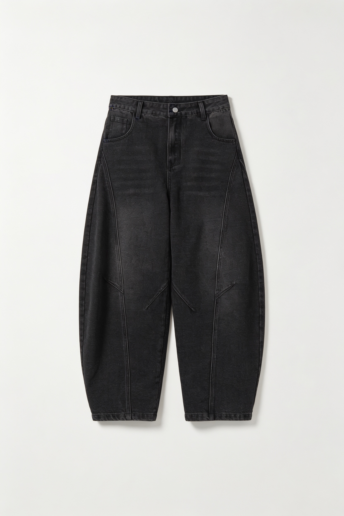 Light Wash Wide-Leg Panel Jeans Black