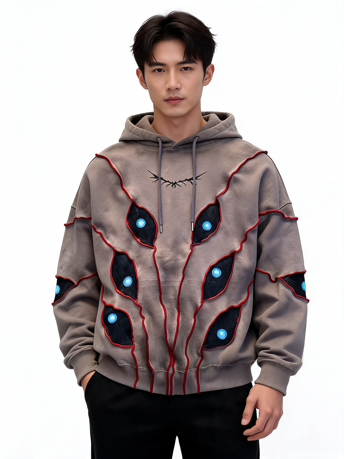 Ash Grey Flame Graphic Hoodie
