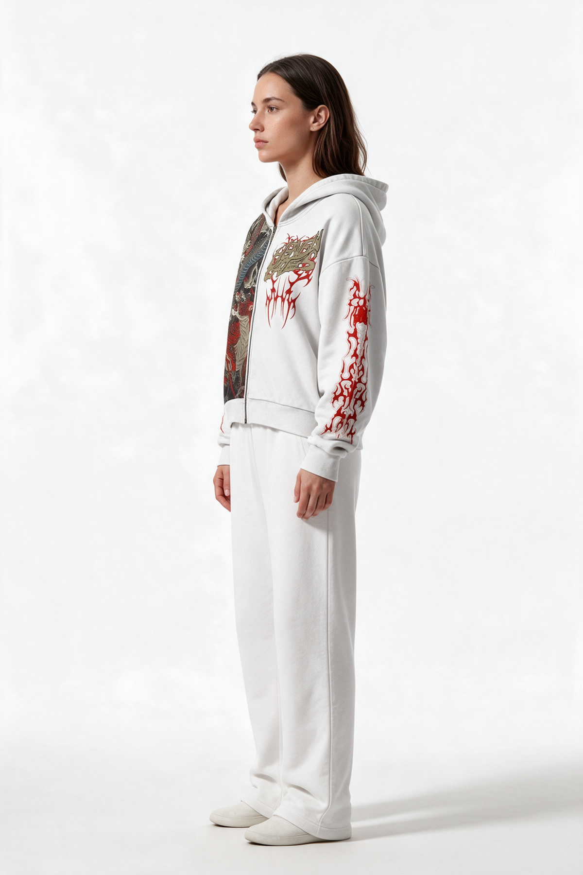 Dragon Graphic Zip-Up Hoodie