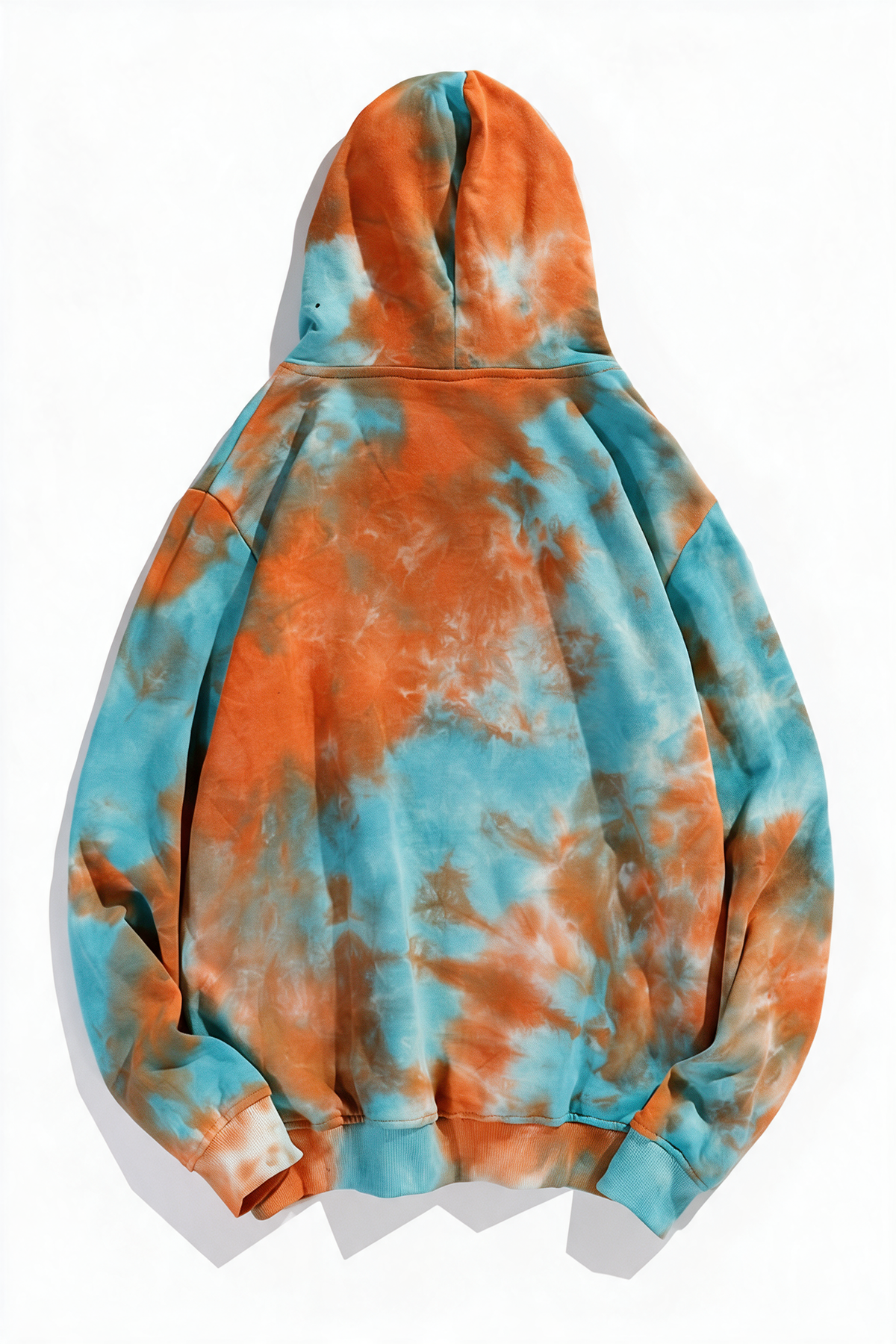 Orange & Blue Tie-Dye Pullover Hoodie