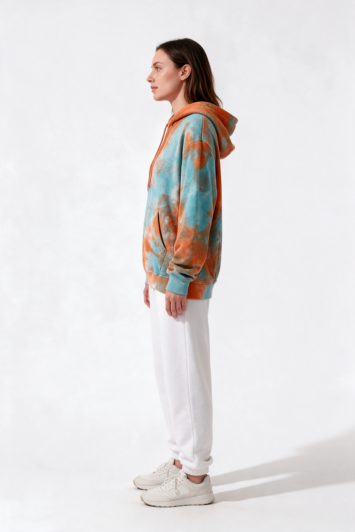 Orange & Blue Tie-Dye Pullover Hoodie