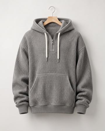 Quarter-Zip Waffle Hoodie — Heavyweight (400)