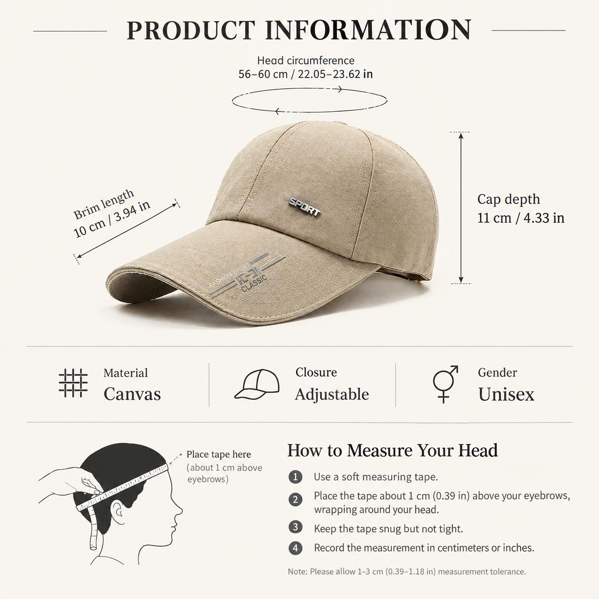 Canvas Sport Baseball Cap
